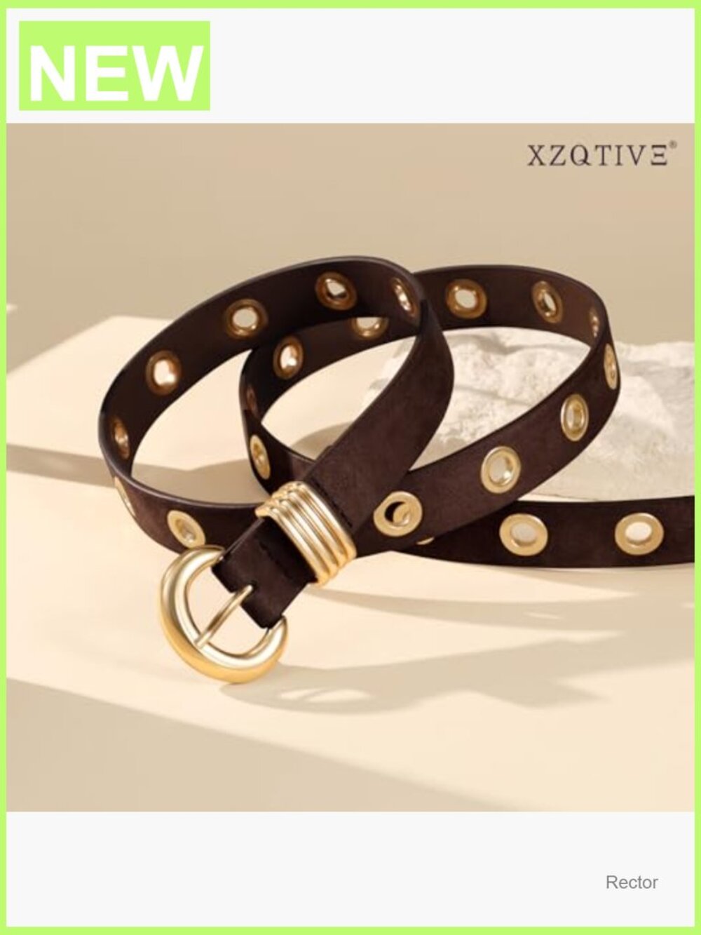 Skinny Leather Belt with Gold Buckle for Jeans Pants - Picture 3 of 7